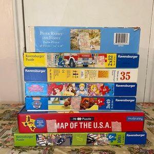 Word puzzles, memory games and board games for children 5-7 years old